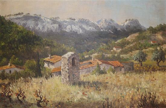 Unframed oil signed Lecanne of South of France landscape